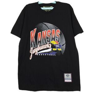 Kansas Jayhawks Mitchell & Ness‎ NCAA L Large Shirt Basketball Art Black New